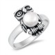 Sterling Silver 925 Pearl Owl Ring